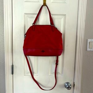Coach leather/nylon red tote/crossbody bag